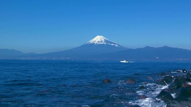 Mount Fuji and seashore,&nbsp;Numazu,&nbsp;Shizuoka&nbsp;Prefecture, Japan