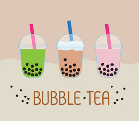 The Bubble Tea or boba tea, Pearl milk tea and popular drink vector, illustration