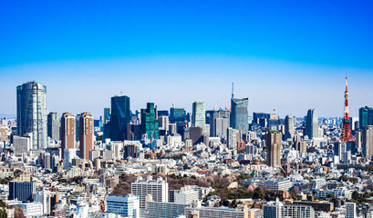 Obraz premium 東京 青空と都市風景