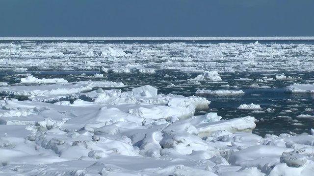Drifting ice in Sea of Okhotsk, Japan