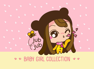 Baby girl collection, a cute Cartoon Girl. Vector, illustration.