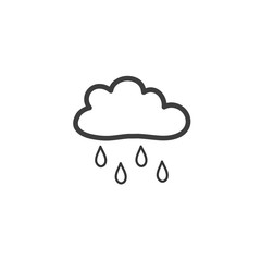 Drawing clouds with rain in the style of a doodle. A symbol of rainy weather. Vector drawing by hand.