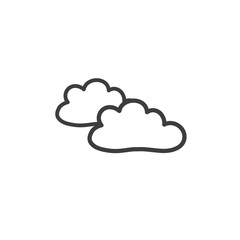 Drawing two clouds in the style of a doodle. A symbol of cloudy weather. Vector drawing by hand.