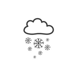A picture of a cloud with snowflakes. A symbol of the weather. Vector drawing by hand in the style of a doodle.