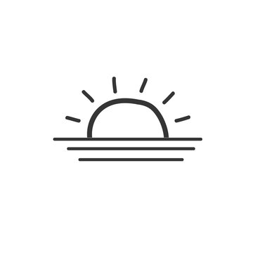A picture of the sunrise. A symbol of the weather. Vector doodle