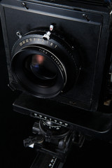 film camera on black background
