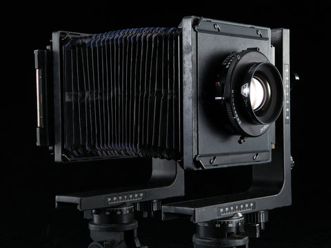 film camera on black background