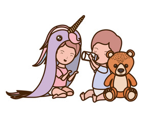 Isolated baby boy and girl design