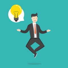 Businessman get a great idea. Business idea concept. Flat cartoon style. Vector illustration.