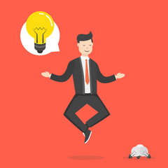 Businessman get a great idea. Business idea concept. Flat cartoon style. Vector illustration.
