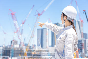 asian engineer worker working in construction site