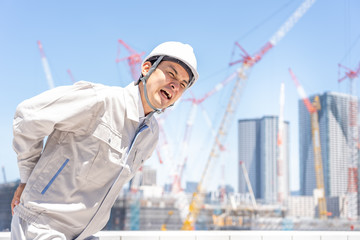 asian engineer worker working in construction site