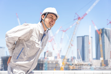 asian engineer worker working in construction site