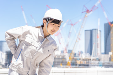 asian engineer worker working in construction site