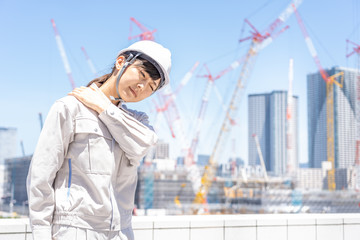 asian engineer worker working in construction site