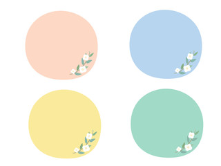 オリーブの花の4色ラウンドフレーム