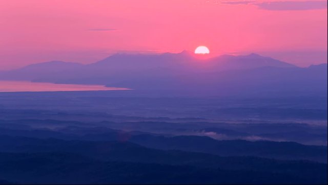 Mountains at sunrise, Shiretoko Peninsula, Hokkaido, Japan