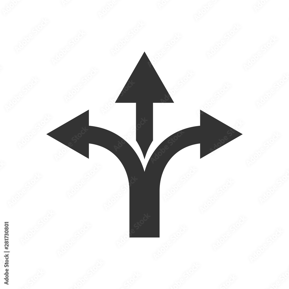 Poster three arrows pointing in different directions. choice the way concept. vector illustration.