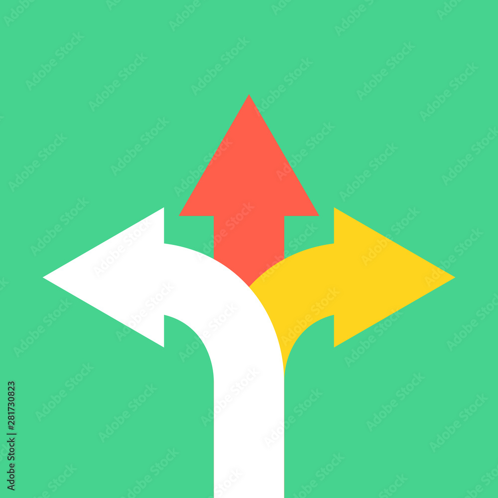 Poster three arrows pointing in different directions. choice the way concept. vector illustration.