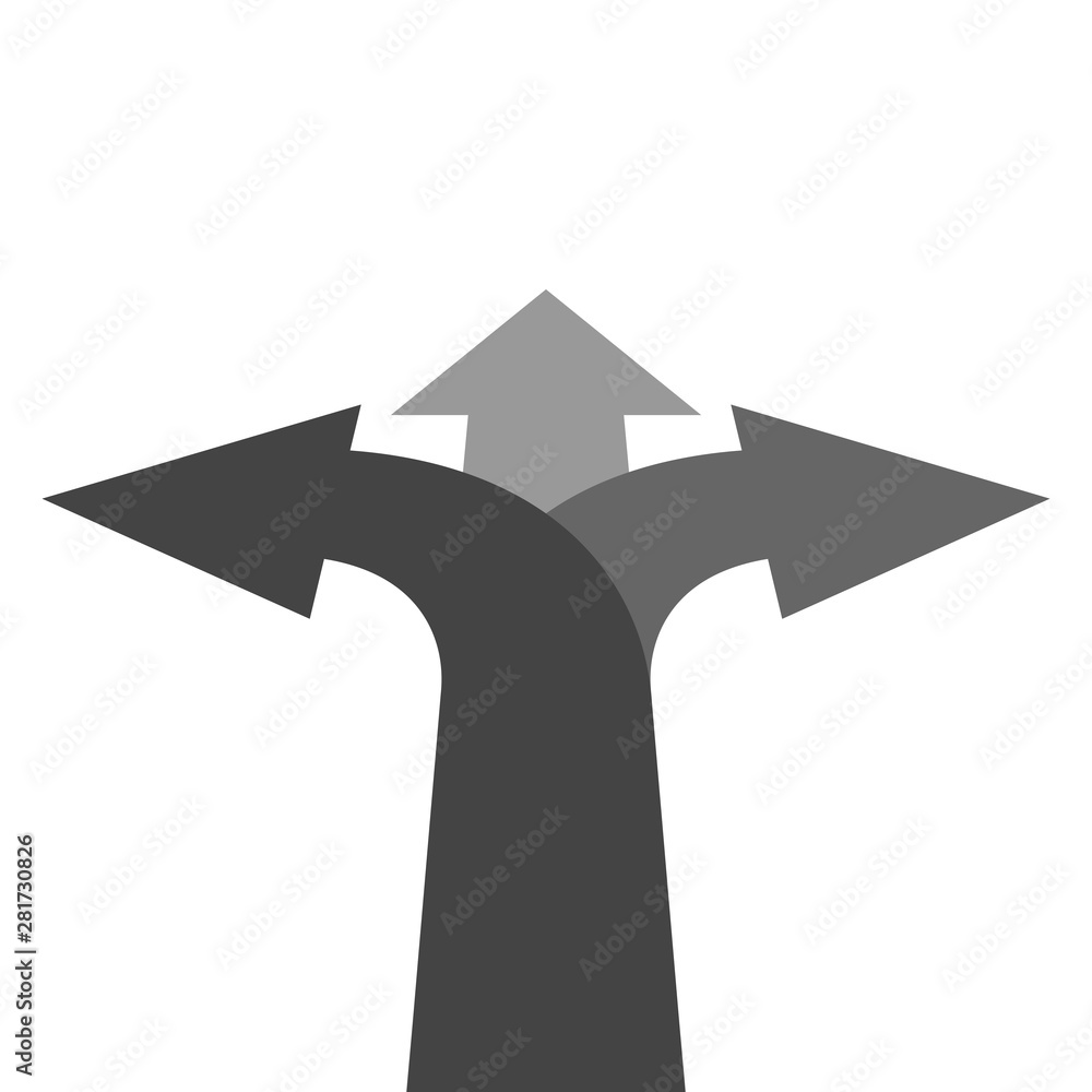 Poster three arrows pointing in different directions. choice the way concept. vector illustration.