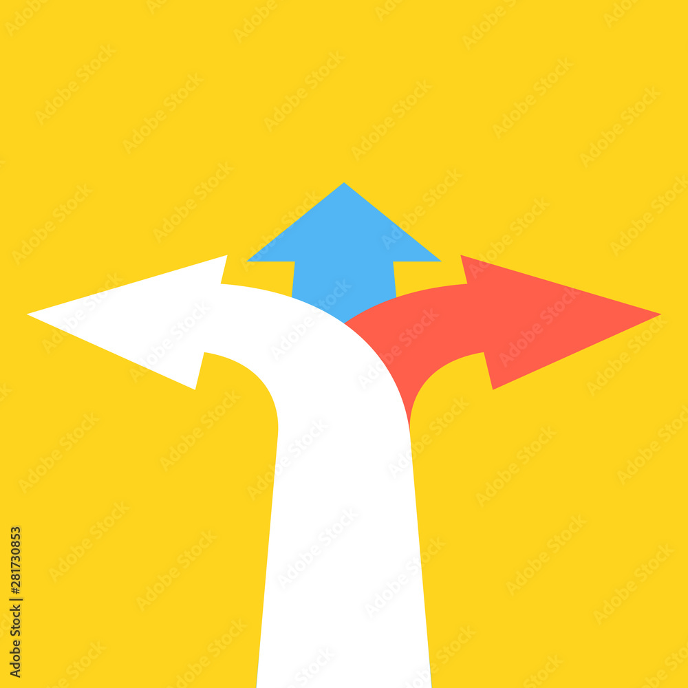 Poster three arrows pointing in different directions. choice the way concept. vector illustration.