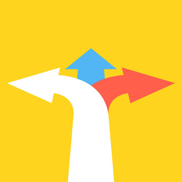 Three Arrows Pointing In Different Directions. Choice The Way Concept. Vector Illustration.