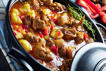 chicken curry with potato, bell pepper, spices