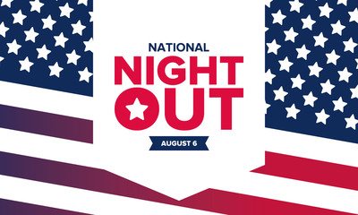 National Night Out. Community-police awareness-raising campaign in the United States. Celebrated annual in August. Partnership event. Poster, greeting card, banner and background. Vector illustration - Powered by Adobe