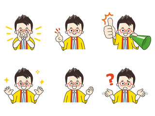 法被を羽織ったイベントスタッフの男性セット