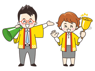 法被を羽織ったイベントスタッフ