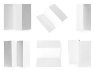 Set of blank brochures on white background. Mock up for design