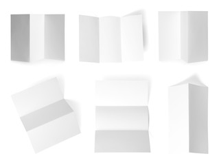 Set of blank brochures on white background. Mock up for design