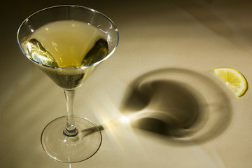 Glass with daiquiri and lemon