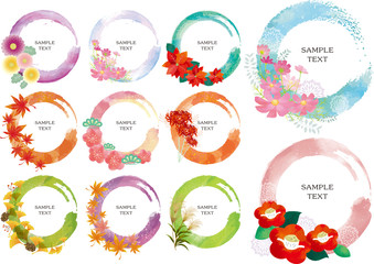 フレーム水彩風　和風　日本風