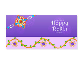 Elegant Rakhi for Brother and Sister bonding in Raksha Bandhan festival from India in vector greeting background