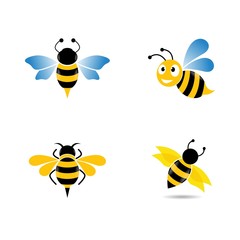 Bee logo vector icon illustration
