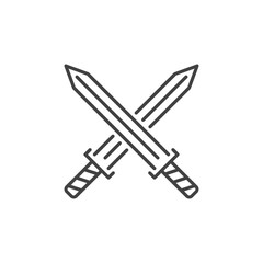 Vector Crossed Swords concept icon in linear style on white background
