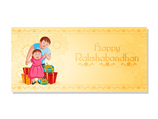 Elegant Rakhi for Brother and Sister bonding in Raksha Bandhan festival from India in vector greeting background
