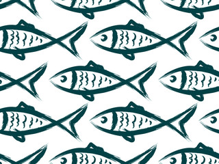A seamless blue background with fishes.