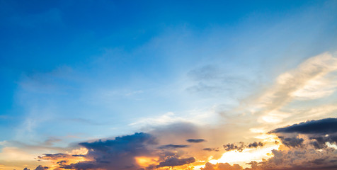 Fototapeta na wymiar colorful dramatic sky with cloud at sunset
