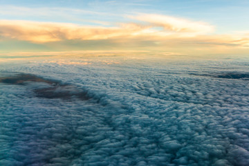 Fototapeta premium blue sky with the clouds from the plane view