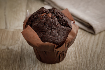 Chocolate cake in baking paper