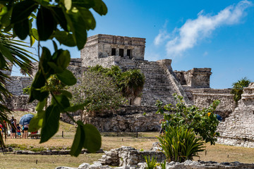 Tulum, Quintana Roo / Mexico - July 27 2019: This is the temples in in Tulum Mexico