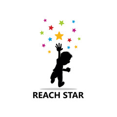 Children Reach Star Logo Template Design Vector, Emblem, Design Concept, Creative Symbol, Icon