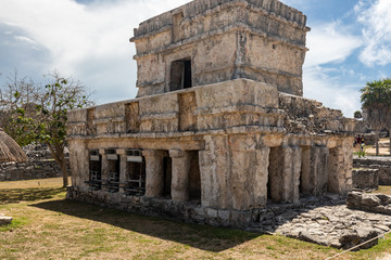 Fototapeta premium Tulum, Quintana Roo / Mexico - July 27 2019: This is the temples in in Tulum Mexico