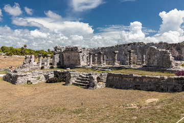 Tulum, Quintana Roo / Mexico - July 27 2019: This is the temples in in Tulum Mexico