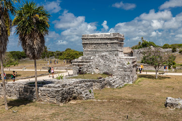 Tulum, Quintana Roo / Mexico - July 27 2019: This is the temples in in Tulum Mexico