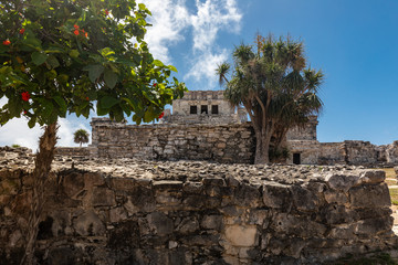Tulum, Quintana Roo / Mexico - July 27 2019: This is the temples in in Tulum Mexico