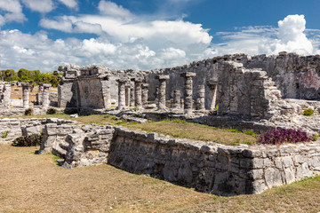 Tulum, Quintana Roo / Mexico - July 27 2019: This is the temples in in Tulum Mexico