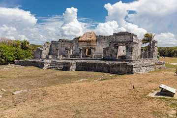 Tulum, Quintana Roo / Mexico - July 27 2019: This is the temples in in Tulum Mexico